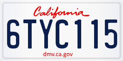 CA license plate 6TYC115