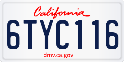 CA license plate 6TYC116