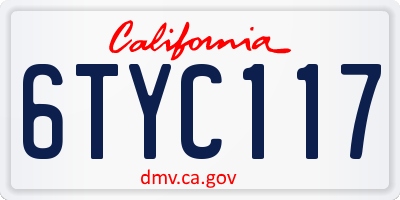 CA license plate 6TYC117
