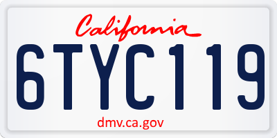 CA license plate 6TYC119