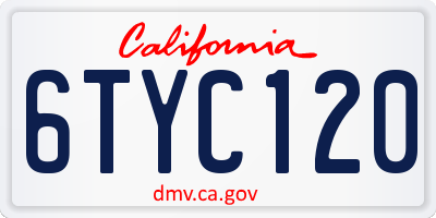CA license plate 6TYC120