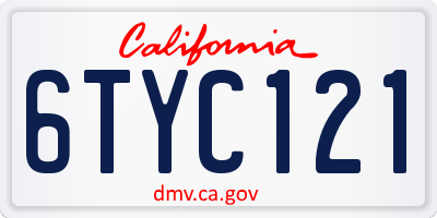 CA license plate 6TYC121