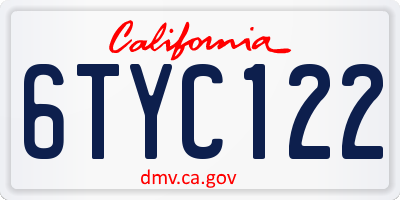CA license plate 6TYC122
