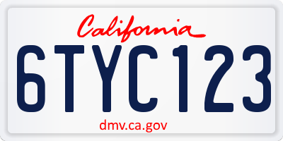 CA license plate 6TYC123
