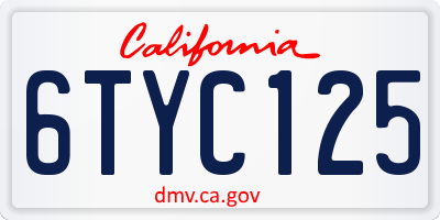 CA license plate 6TYC125