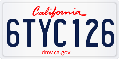 CA license plate 6TYC126