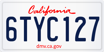 CA license plate 6TYC127