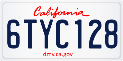 CA license plate 6TYC128