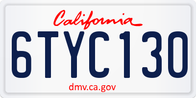 CA license plate 6TYC130