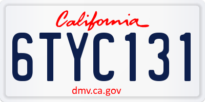 CA license plate 6TYC131