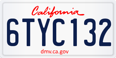 CA license plate 6TYC132