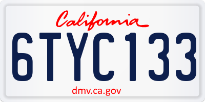 CA license plate 6TYC133
