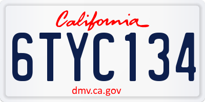 CA license plate 6TYC134