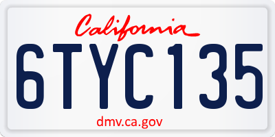 CA license plate 6TYC135
