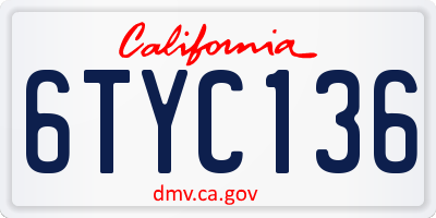 CA license plate 6TYC136