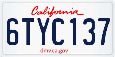 CA license plate 6TYC137