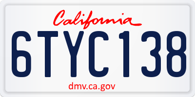 CA license plate 6TYC138