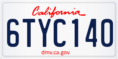 CA license plate 6TYC140