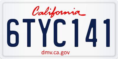 CA license plate 6TYC141