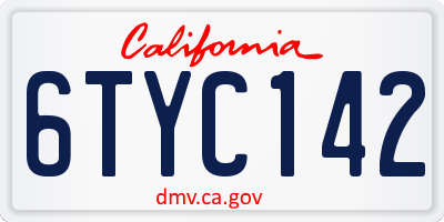 CA license plate 6TYC142