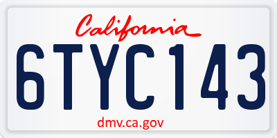 CA license plate 6TYC143