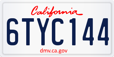 CA license plate 6TYC144