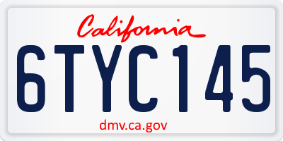 CA license plate 6TYC145