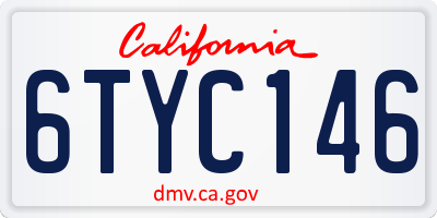 CA license plate 6TYC146