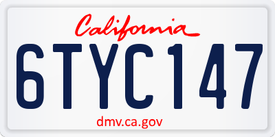 CA license plate 6TYC147