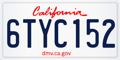 CA license plate 6TYC152