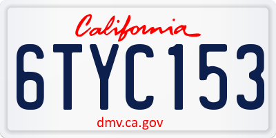 CA license plate 6TYC153