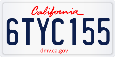 CA license plate 6TYC155