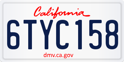 CA license plate 6TYC158