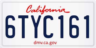 CA license plate 6TYC161
