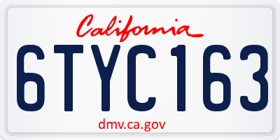CA license plate 6TYC163