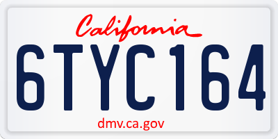 CA license plate 6TYC164