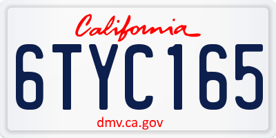 CA license plate 6TYC165