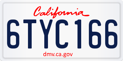 CA license plate 6TYC166