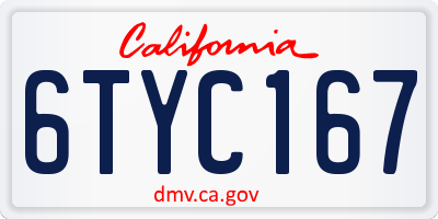 CA license plate 6TYC167