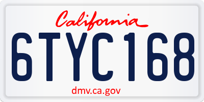 CA license plate 6TYC168