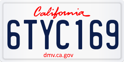 CA license plate 6TYC169