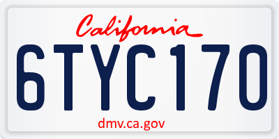 CA license plate 6TYC170