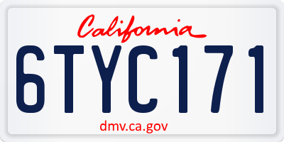CA license plate 6TYC171