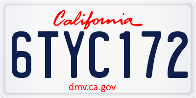 CA license plate 6TYC172