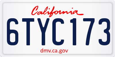 CA license plate 6TYC173