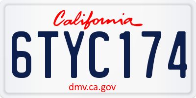 CA license plate 6TYC174