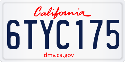 CA license plate 6TYC175