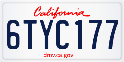 CA license plate 6TYC177