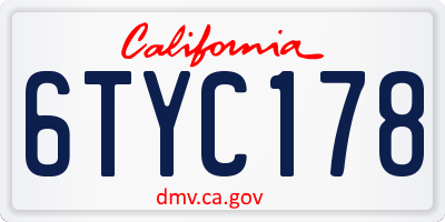 CA license plate 6TYC178