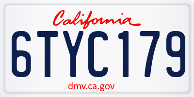 CA license plate 6TYC179